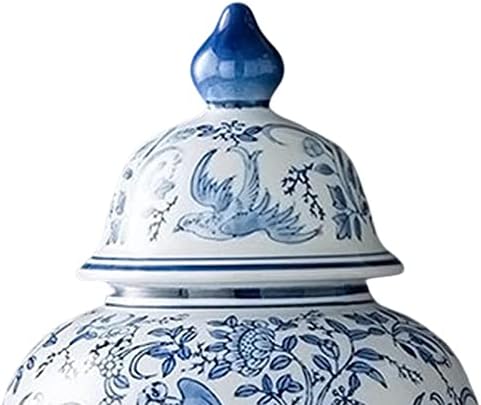 Тегла за керамички ѓумбир од Fakeme со капаци вазна кинески стил традиционални занаети подароци порцелански тегли за десктоп countertop канцеларија за домашни свадби, трк