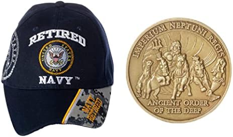 Американската Морнарица УСН Пензиониран Бејзбол Капа и Доверлив Шелбек Преминување На Линијата Предизвик Монета Пакет
