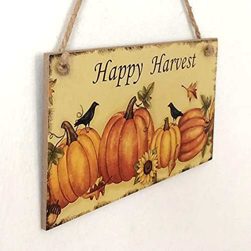 HFBLINS Денот на благодарноста дрвена виси знак, добредојде од тиква градина што виси табла Плакета за есенска сезона Денот на благодарноста