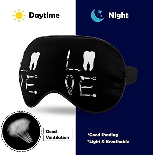 Loveубов заб Стоматолошка стоматолошка алатки меки маски за очи со прилагодлива лента лесна удобна слепило за спиење
