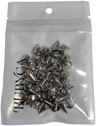 Rubyca 100 сетови 9мм сребрена боја со куршуми за шилести и метални завртки за занаетчиски занаетчиски занаети за DIY