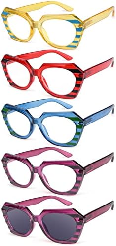 Очила за читање со 5 пакувања за жени дами дизајнираат читатели овални леќи