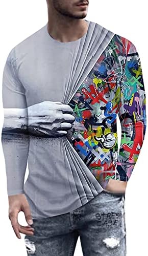 Mens Mase Retro Sports Fitness Outdoor 3D дигитална печатена маица долги атлетски врвови за мажи со долг ракав
