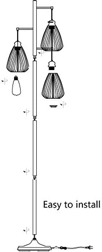Leezm црна индустриска ламба за дневна соба модерно подни осветлување рустикално високо стоење на ламба гроздобер куќа дрва подни