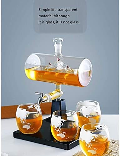 Виски Саке Производител 1000мл Виски Декантер Диспензерот со 4 Виски Чаши, За Мажи &засилувач; Жените Кои Сакаат Скоч, Виски, Саке