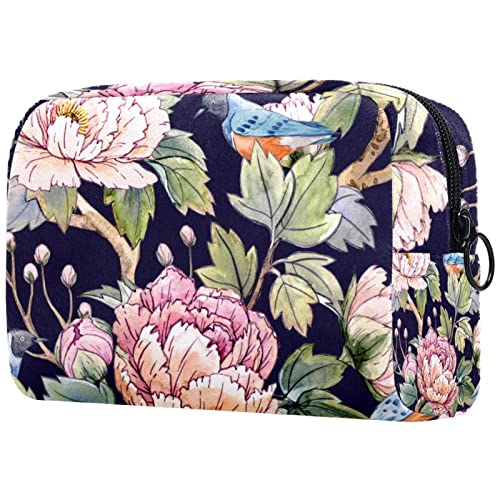 Пролет Цветни Кинески Мала Торбичка За Шминка За Чанта Патување Козметичка Торба Пренослива Тоалетна Торба За Жени Девојки Подароци