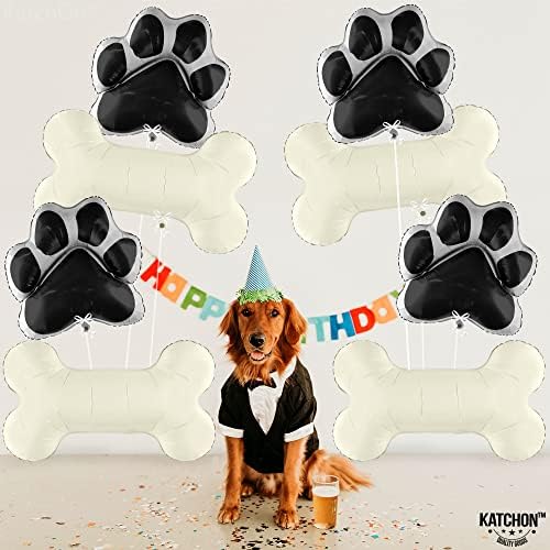 Катчон, Балон Со Коски Од Црно Куче-29 Инчи, Пакет од 8 | Балони За Печатење Шепи, Материјали За Забави За Кучиња | Украси За Забави За Кучиња