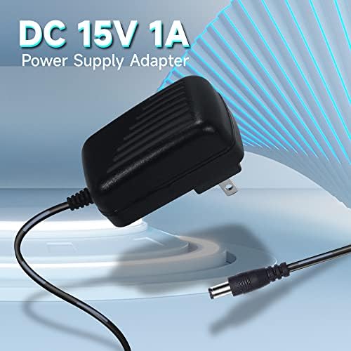 AnLink 15V 1A адаптер за напојување, AC 100V-240V 60Hz/50Hz до DC 15V 1A/1000MA 15W 5,5 mm x 2,1 mm wallиден полнач, центар