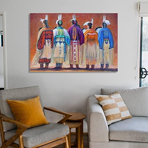 Домородни американски индиски дами ретро фустан шарен пердув сликарство естетски постер платно платно wallидни уметности за wallидни декор декор декор за спални пода