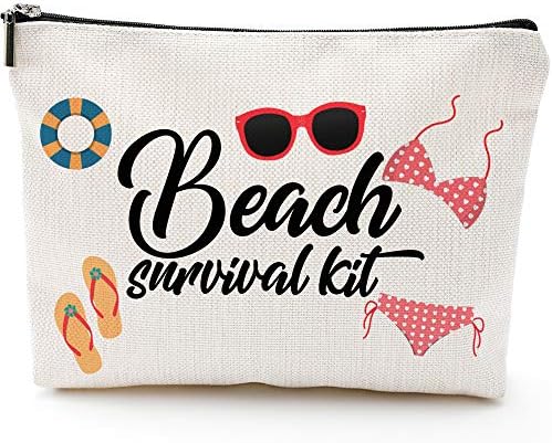 Комплет За Преживување На плажа Козметичка Торба За Жени, Симпатични Пространи Чанти За Шминка Патуваат Водоотпорни Додатоци За Тоалетна