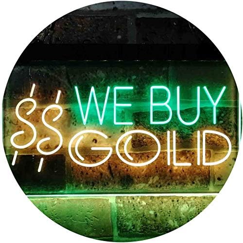 АДВПРО Ние Купуваме Злато ДВОЈНА БОЈА ПРЕДВОДЕНА НЕОНСКИ Знак Зелена &засилувач; Жолта 24 х 16 Инчи st6s64-i3943-gy