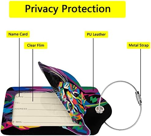 ГАМСЈМ 2 Пакувајте Ознаки За Багаж За Куфери, Уметничка Ознака За Багаж За Мачки, Ознака За Етикета Од Не ' Рѓосувачки Челик За
