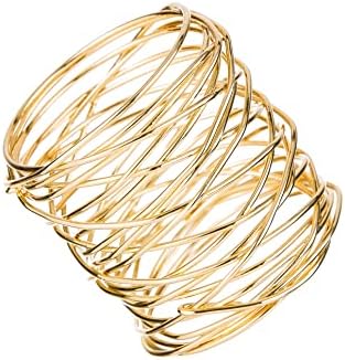 Прстени од златна салфетка во Војау, елегантна златна мрежа метална салфетка прстени за декор за трпезариска маса ， рачно изработен држач