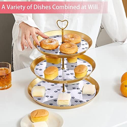 3 нивоа десерт штанд со кекс овошна плоча пластична служба на држач за приказ за свадба роденден за бебиња за туширање чај украси,