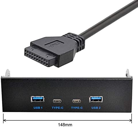 CABLECC USB-C &засилувач; USB 3.0 ЦЕНТАР 4 Порти Предниот Панел На Матичната Плоча 20pin Конектор Кабел за 5.25 Цд-Ром Беј