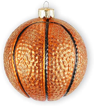 3,15 ”Божиќен украс кошаркарски стакло разнесени украси за 2022 година Декорација на новогодишна елка - божиќни украси за топки за момче
