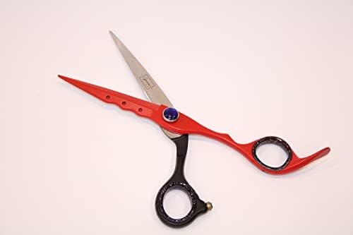 Професионален бербер стајлер За коса ножици За смолкнување Црвена н Црна боја 6,7 Инчи вклучувајќи одмор со прсти 440с Јапонски Нерѓосувачки челик