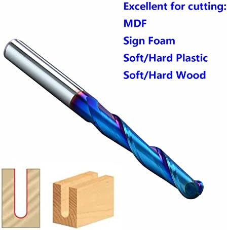 Xuan Feng Ball Nose End Mill Cutter CNC Long Router Bits 2 Flute Spiral Milling Tool со нано сина облога 1/4 инчи Шанк со 3 инчи должина OVL