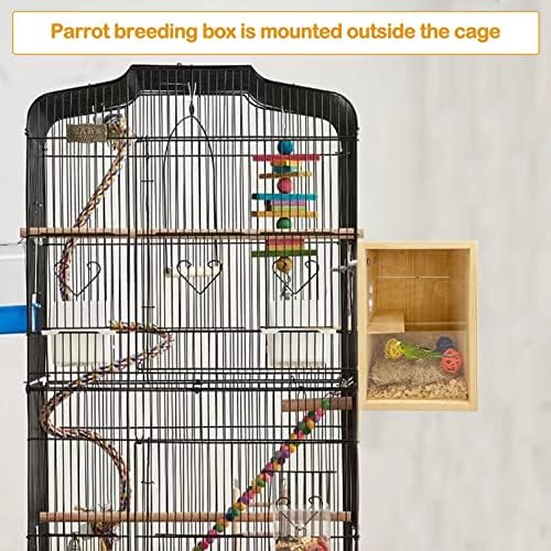 Бносдм Кутија За Гнездење На Папагал Транспарентни Кутии За Гнездо За Одгледување Птици Природно Дрво Кафез За Птици Со Кокосово