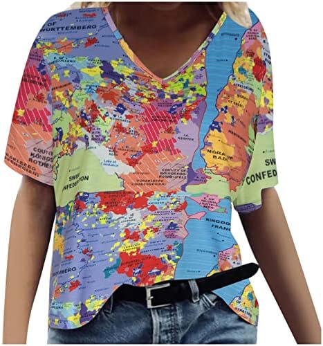 Блуза кошула за жени есен лето кратко ракав 2023 облека концерт y2k vneck памук графичка блуза mh mh