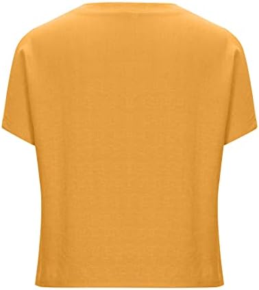 Каузални ленени кошули за жени 2023 плус големина кратка ракав маица Топ лето цврсто вметнување на вратот пулвер лабава удобна блузи