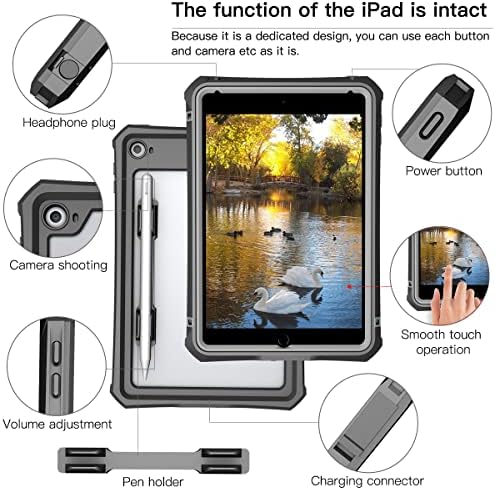 iPad Mini 5 Case - Водоотпорен случај за iPad Mini 5 -та генерација на целосна кутија за браник на телото со вграден заштитник на екранот