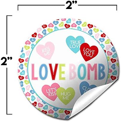Loveубовна бомба бонбона срце тематска топла етикети за налепници за бомби за какао за Денот на вineубените, вкупно 40 2 налепници на кругови