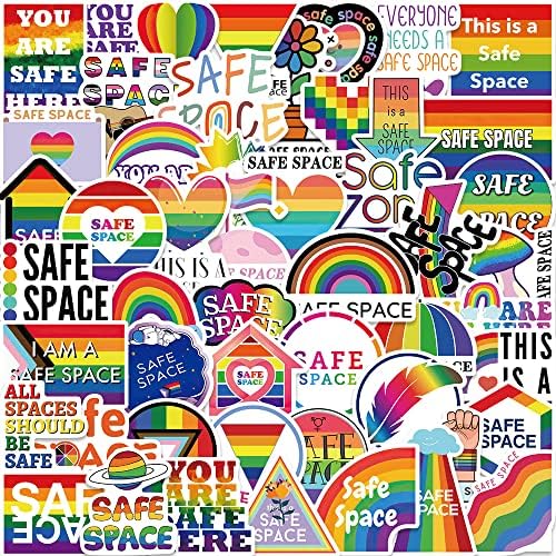 MinStoo 50pcs Безбедни налепници за простор, налепници на гордоста на ЛГБТК, налепници на лаптоп шишиња, налепници на ЛГБТ, подароци за ЛГБТ