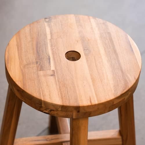 Beefurni Acacia Wood Stool Round Top Top Choes Најдобри идеи Крајни табели за под-столче за софи за дневна соба во кревет Силен капацитет на тежина до 350 фунти, природна боја