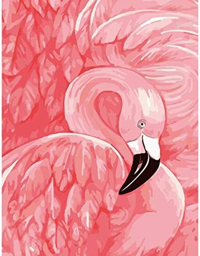 Деко простор за нерасположена боја по број - Пинк Фламинго - DIY Wallидна уметност Декорација на платно слика 40 x 50cm / 16