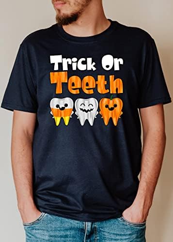 Трик или кошула за заби, стоматолог за Ноќта на вештерките, мета за стоматолошки состав, подарок за стоматолошка кошула, подарок
