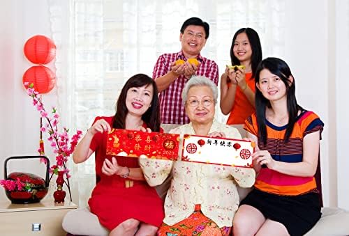 FSAOOR 2023 Кинески новогодишни картички за преклопување Година на честитки за зајаци со плик, Среќна кинеска новогодишна картичка