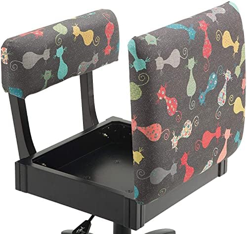 Arrow H6103 Прилагодлива висина Хидраулична шиење и занаетчиски стол со складирање под седиште и печатена ткаенина, ткаенина од сива мачка