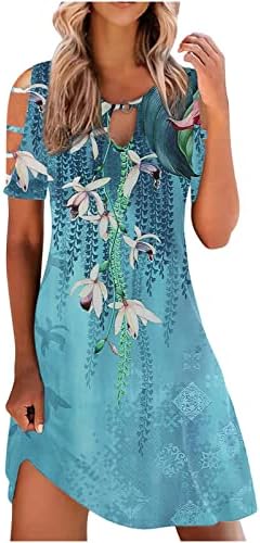 Фустани без ракави без ракави за жени 2023 лето лето -случајно шулење со маички фустан Трендовски бохо симпатичен фустан со цветни печатени