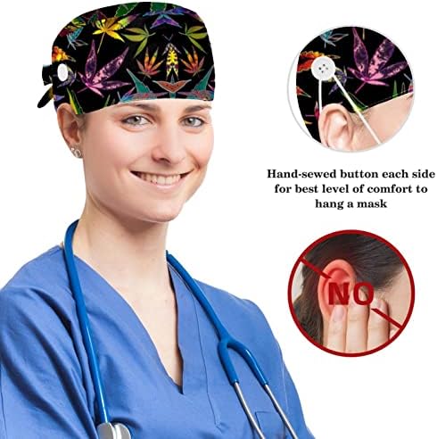 Медицинска медицинска сестра капачиња жени долга коса, поле за сончогледи на небото прилагодливо работно капаче со копче и лак за