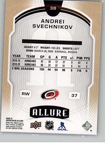 2020-21 Горна палуба Алур 38 Андреј Свехников Каролина Урагани НХЛ хокејска база за тргување со картички