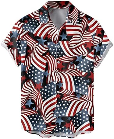 Копчиња за кратки ракави нагоре кошули за мажи гроздобер кошули Американски знаме блок блок за печати кошули за летни врвови