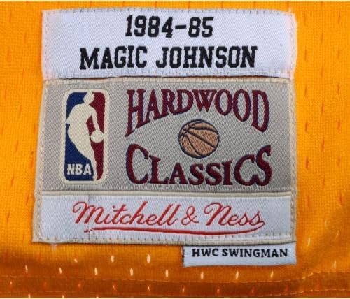 Меџик nsонсон Лос Анџелес Лејкерс го автограмираше златото Мичел и Нес Хардвуд Класици Свингман Jerseyерси - Автограмирани дресови во НБА