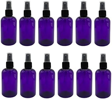 Природни фарми 4 мл Виолетова Бостон БПА БЕСПЛАТНИ шишиња - 12 пакувања со празни контејнери за полнење - есенцијални масла - Ароматерапија на коса | Црна фино распрск