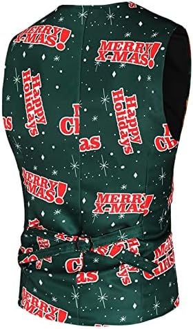 XXBR 2 парчиња Божиќни костуми за мажи, Божиќ Дедо Мраз снежен човек печати единечен дојка панталони од панталони од панталони од панталони поставуваат машки јакни м?