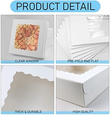 Bercoor 20 пакет 8x8x2,5 инчи колачиња кутии бели пекари кутии со прозорци за тесто за тесто