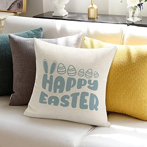 Среќен Велигден Велигденски фрлање перница за перница симпатична зајачка перница кутија пролет диви цвеќиња капачиња плоштад декорт -перници со патент домашен де