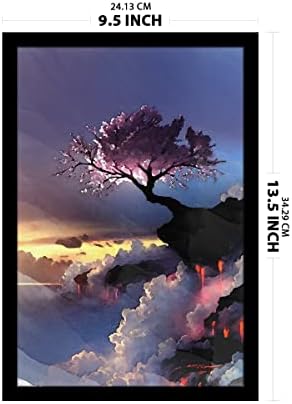 Апстрактна wallидна сликарство на Ритвикас од цветен сакура цвета во магливиот чад | Сликарство со рамка за декор за домови и канцеларии | Мулти обоено дигитално слик