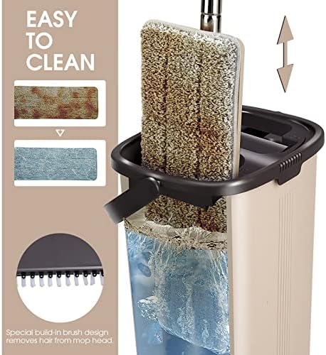 Znm Mop и кофа со сет на бранче, микрофибер рамен липа и кофа систем со 6 влошки за еднократно користење, влажни суви меки за чистење на