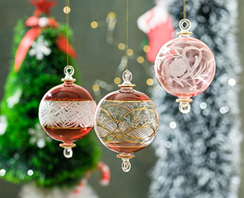 Црвено И јасно Врежано Стакло Божиќен украс за украси За Новогодишна елка | Висечки Украси За украси на Дрвја | Божиќен декор за празници