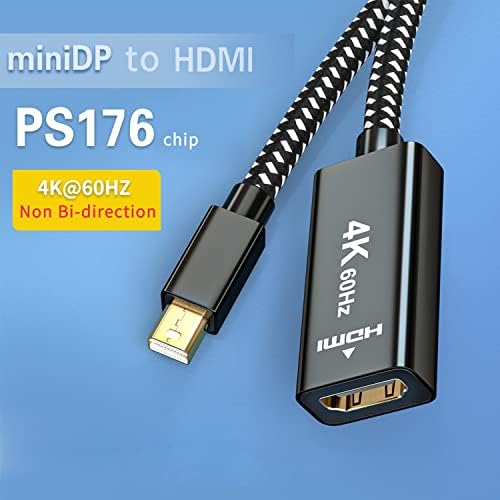 Mini DisplayPort до HDMI адаптер, 4K 60Hz мини DP до HDMI адаптер кабел 7,8 инчи компатибилен со MacBook Air/Pro, Microsoft