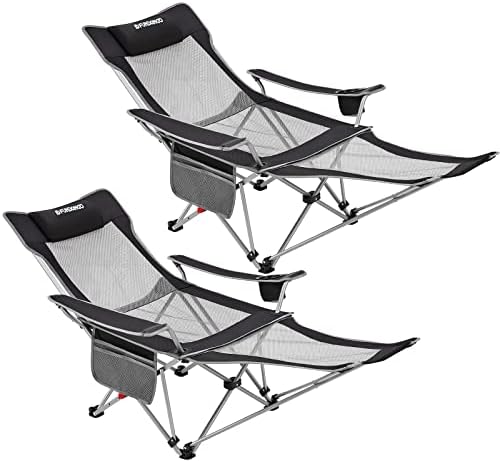 Fundango 2-пакет за кампување стол за кампување со одмор, преносни мрежни преклопни столици, прилагодливо столче за тревници со