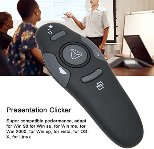 Кликер за презентација на Yyoyy, ергономски 2,4GHz безжичен презентер далечински управувач со безжичен приемник, слајд напредувач USB PowerPoint