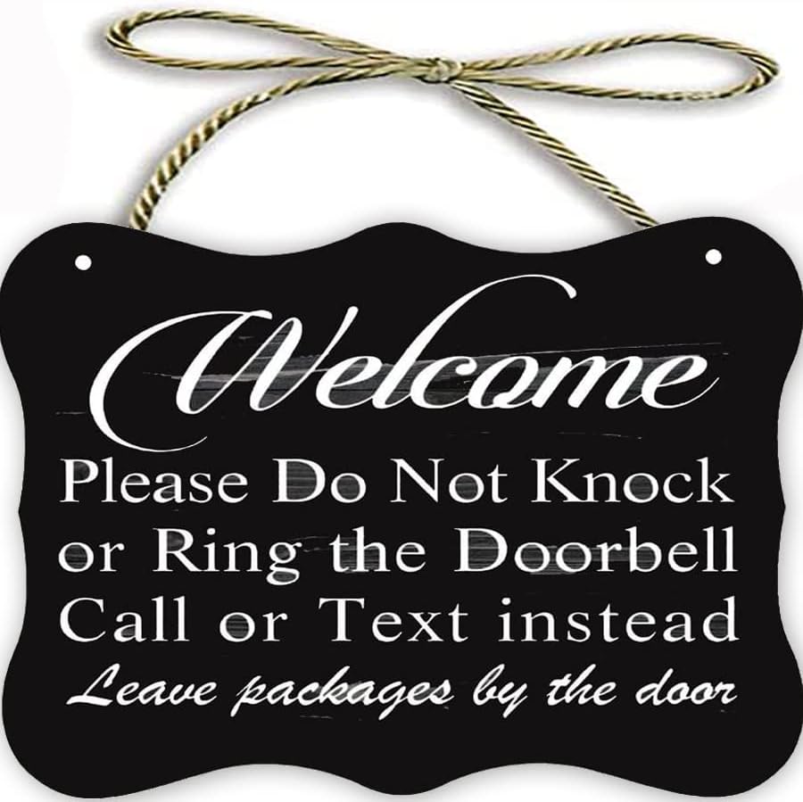 Ретро дрвени знаци/знаци за известување Ве молиме, не тропајте или ringвонете го повикот на вратата или текст наместо тоа, оставете