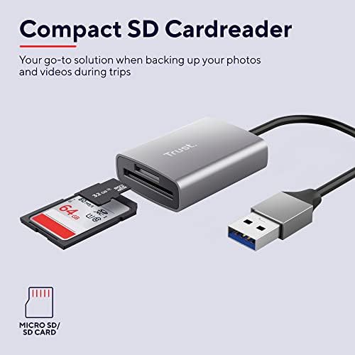 Доверба Dalyx Брз USB Cardreader, Брз USB 3.2 Gen 1 СО USB-Конектор, 104 MB/s Со Компатибилни UHS-I Картички, SD, SDHC и SDXC до 2 TB, MacBook,